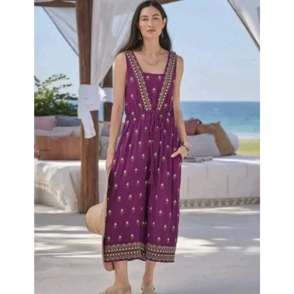 Sundance Jumpsuit Women's XSmall Boho Amira Embroidered Crochet Sleeveless